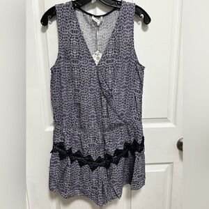 Honey Belle Blue navy and White Patterned Midi jumpsuit